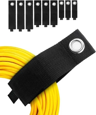 Heavy-Duty Storage Straps - 9 Pack Hook and Loop Hanging Extension Tool Cord...