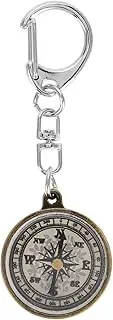 [Sosoport] Mini Brass Compass Keychain Women's Purse Charm Hiking Backpack Pendant Decorative Key Ring Camping Accessory Travel Compass