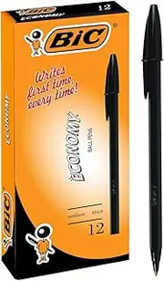 BIC 952031 Economy Ball Pens Medium Point (1.0 mm) - Black, Box of 12