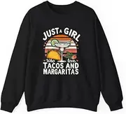 [X.Style] Just A Girl Who Loves Tacos & Margaritas Cinco De Mayo ds038 Sweater Black S