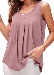 BLENCOT Tank Tops Damen Sommer Rundhals Oberteile Elegante Chiffon Damen Bluse Ärmellose Shirts Casual Blusen Mit Falten Lockere Tops Für Damen