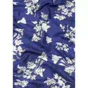 Bright Blue and White Raw Silk Fabric