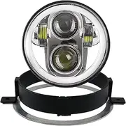 Motorcycle Headlight 5.75 Inch Motorcycle Projector LED Headlight with bracket and Hard Ware Ring Plug in Play For VTX1300/1800
