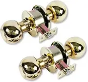 [2PK] Handy Hardware Polished Brass Privacy Door Knob, Elevate Your Home Decor, Stylish and Functional, for Bedroom and Bathroom Doors (Gold)