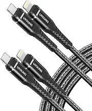 iPhone Charger Long 10FT 2Pack [Apple MFi Certified] USB C to Lightning Cable Braided Fast Charging Cord Compatible with iPhone 14 13 12 11 8 7 6 SE XR XS X, iPad - Black