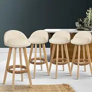 [Artiss] Bar Stools Stool Set of 4 Kitchen Counter Barstools Dining Chair Bentwood Chairs Leather Beige in 69cm Seat Height Floor for Home Bar Dining Room Cafe Outdoor Indoor