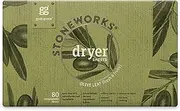 Grab Green Stoneworks Dryer Sheets, 80 Sheets, Olive Leaf Scent, Plant and Mineral Based, Softens Fabrics, Reduces Static-Cling and Wrinkles, Freshens Clothing