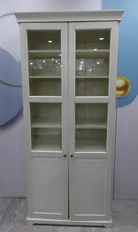 在飛比找Yahoo!奇摩拍賣優惠-台北二手家具 推薦-IKEA 宜家 白色 書櫃 玻璃門 邊櫃