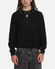 [X-LARGE] X-large Script Waffle Knit Sweater Black - Size M M Black