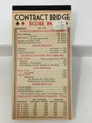 Vintage Contract Bridge Score Pad No. 198 New/Old Stock
