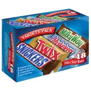 SNICKERS, TWIX, 3MUSKETTEERS,MILKYWAY FULL SIZE CHOC CANDY BARS ASSTD -18CT