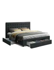 [Artiss] Avio Fabric King Size Bed Frame in Charcoal