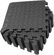 ibasenice 6pcs Eva Interlocking Leaf Grain Floor Mats Thicker Non- Cushion for Gym Dance Room Home Use Black Comfortable Absorption Pads Unique Design