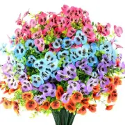 Artificial Fake Flowers, 16 Bundles Outdoor Fake Plants UV Resistant Silk Faux