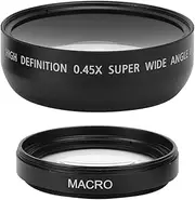 49MM 0.45X Wide Angle Macro Lens - Aluminum Alloy + Optical Glass - Super Wide Angle Lens - for All 49MM Diameter Camera Lenses