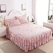 Bed Valance Skirt, Bed Skirt Single/King/Double Valance Sheet Purple White Bed Skirt Wrap 120 * 200CM 150/180 * 200CM Around Bed Cover Skirt Bedspread