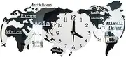 3D Wall Stickers World Map Clock Living Room Home Bedroom Acrylic Delicate Decorative Wall Personality Wall Clock, 30 x 14cm,White