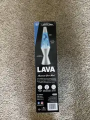 Classic Lava Lamp- Blue Liqiud/ White Wax/ Silver Base