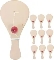 Vaguelly 10pcs Hand Drawn Racket Wood Pieces Colorful Paddles Wooden Graffiti Toys Toddler Paddle Ball Set Family Activity Toy