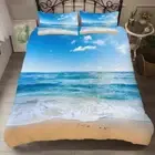Wonderful Blue Sea Billows 3D Quilt Duvet Doona Cover Set Pillow case Print