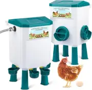 Automatic Chicken Waterer and Port Feeder Set,3 Gallon/25 Pounds,Free-Standin...