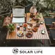 Solar Life 索樂生活 輕量鋁合金木紋蛋捲桌/L+S (大+小優惠組).鋁合金折疊桌 露營桌野餐桌 戶外摺疊桌 露營美學 輕巧桌休閒桌