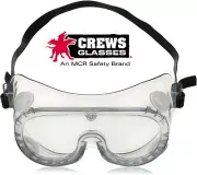 MCR CREWS 2230R Safety Goggles Uncoated Clear Lens Adjustable Rubber Strap