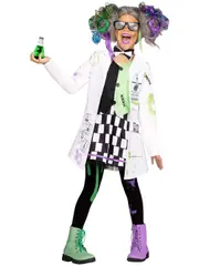 Mad Scientist Crazy Inventor Professor Lab Coat Book Week Child Girls Costume