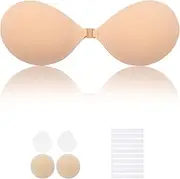 [Lolaura] Invisible Sticky Bra for Women Strapless Adhesive Bra, with 3inch Nipple Cover Travel Box Ideal for Backless Dresses