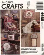 McCall's Heartwarming Appliques Apron,Pillow Collar Pattern 4666 UNCUT