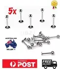 5PCS Labret Stud Lip Rings Tragus Body Piercing Jewelry 3mm Ball Silver AU