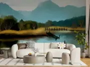 3D Mountain Lake Landscape Watercolor Wallpaper Wall Murals Removable Wallpaper