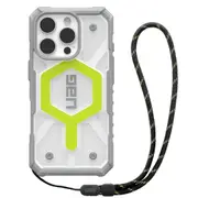 UAG Pathfinder Clear MagSafe Apple iPhone 16 Pro (6.3') Rugged Case + Black Neon Lanyard - Active Neon (1144641BV01), 10 Years Warranty 1144641BV01
