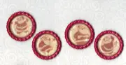 CLEARANCE! Graphic45 ST NICHOLAS #122 (4pc) RED Flat Bottle Cap Accents HANDMADE