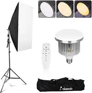 Abeststudio Photography Softbox Lighting Kit, Bi-Color Dimmable 85W Soft Box Studio Output Lighting with 3 Color Temperature for Photo Shooting, Portrait, Video