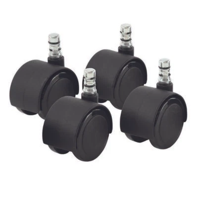 Noiseless Duet Carpet Casters, 7/16" Dia. x 7/8" Long Dual Grip Ring Stem, Set