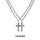 JANENG追岸 925純銀做舊層疊十字架項鏈 中性暗黑先鋒工匠風格