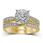 Brilliant Solitaire Look Two Ring Set with 1/2ct of Diamonds in 9kt Yellow Gold