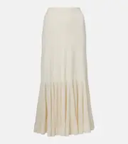 [Zimmermann] Zimmermann Illuminate pleated ribbed-knit midi skirt AU 16 white