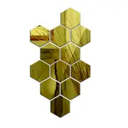 12Pcs Mirror Hexagon Removable Wall Stickers Art DIY Home Decor -Gold