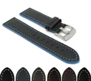 18mm Two-Tone Leather Racing Watch Band for Baume Mercier Clifton Baumatic
