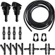 Car Windshield Washer Hose 17 Pcs Windshield Washer Hose Kit 5M Washer Fluid Hose with 12 Pcs Hose Connectors 2 Fan Nozzles 2 Rubber Gaskets for Most Car Windshield Washer Tubing