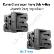 CornerStone Super Heavy Duty 4-Way Adjustable Spring Hinges (One Pair) (Black)