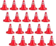 Toyvian 24pcs Mini Traffic Cones Road Fences for Fun Scene Accessories for Indoor for Traffic Themed Parties Games