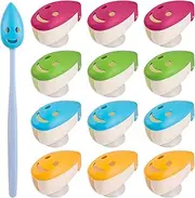 AUEAR, 12 Pack Portable Toothbrush Holder Cover Smile Face With Suction Cup For Home Hotel