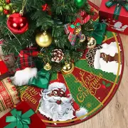 Outus Christmas Mini Tree Skirt 17.7 Inch Santa Claus African American Xmas Tree