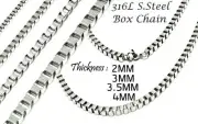 New 316L S.Steel Box Chain Necklace USA Seller 18"-36" Mens womens kids USA