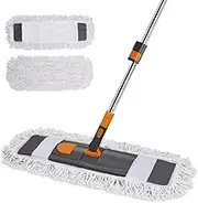 MASTERTOP Dust Mop for Cleaning, Microfiber Mop With 2 Washable Pads, Height Adjustable Long Handle, 24.6'' Dry and Wet Flat Mop for Hardwood, Laminate, Tile, Marble Floor