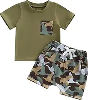 [DNOMAID YZARC] Toddler Baby Boy Hunting Outfits Duck Jungle Camo Short Sleeve T Shirt Shorts Set Casual Summer Clothes 2Pcs