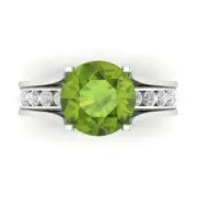 2.89ct Round Cut Real Peridot Promise Bridal Band set Sliding 14k White Gold